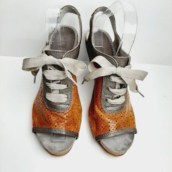 DKODE Peep-Toe Lace-up Perforated Leather High Heels Sz 10 | Eur 41 - Picture 5 of 14